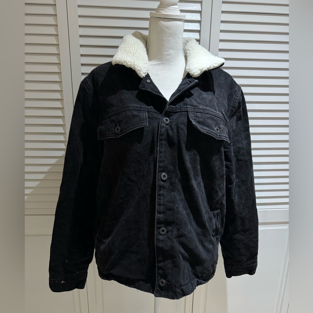 Topman Black Sherpa Collar Jacket